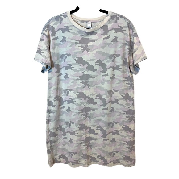 Old Navy Easy Tee Short Sleeve Mini Dress in Camouflage Gray Pink Camo Large EUC - Picture 1 of 16